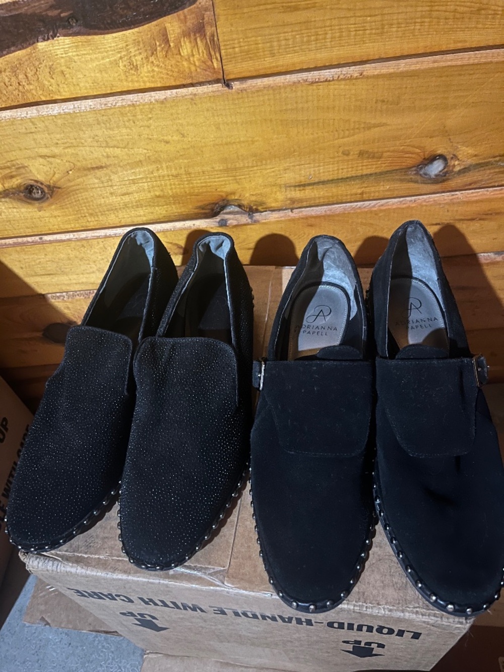 2 pairs Adrianna Papell black shoes suede